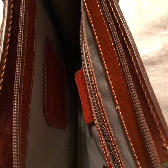 NWOT Spectacular Made in Florence Italy; orange toned leather tote. - Picture 8 of 11